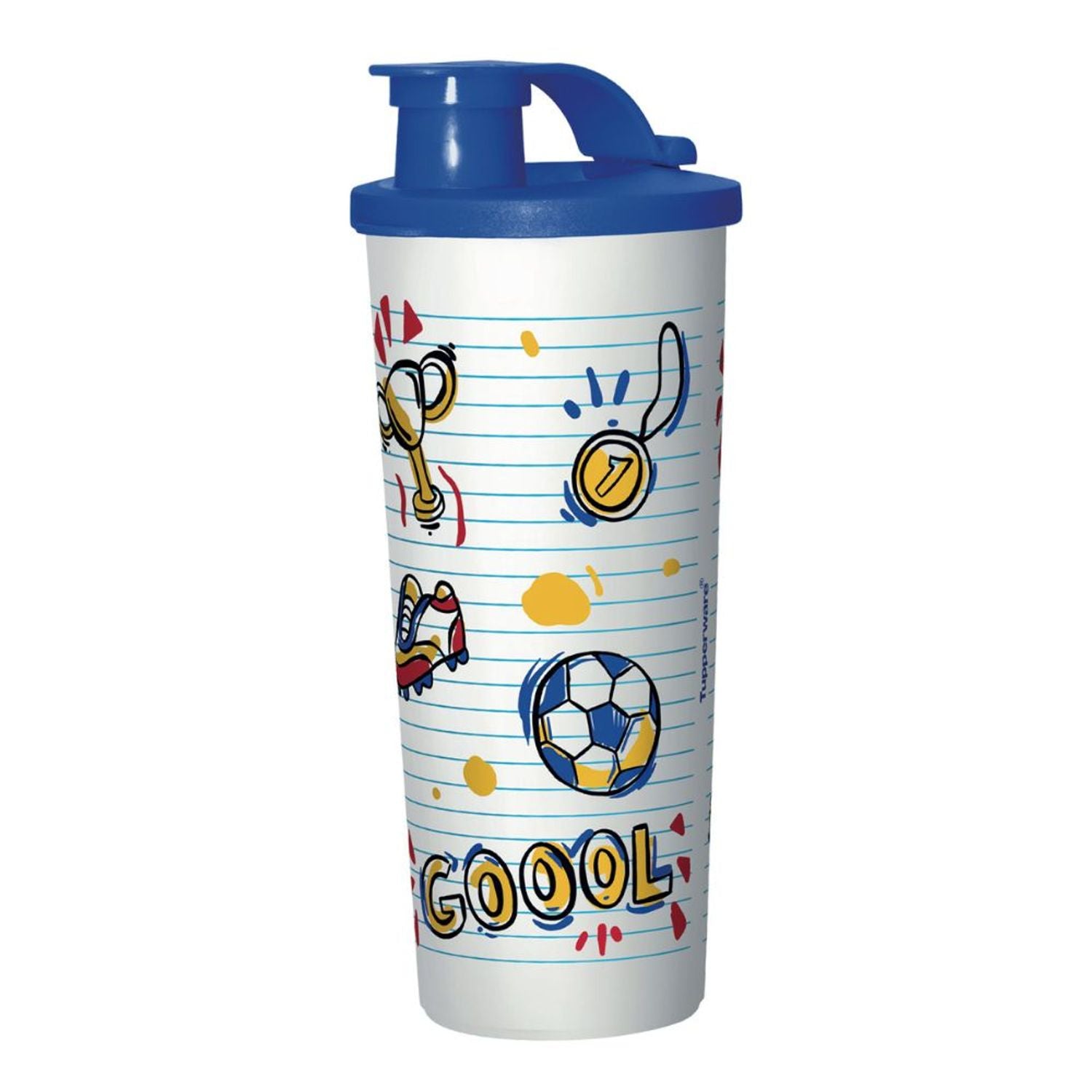Copo Com Bico Futebol Tupperware 470ml Azul